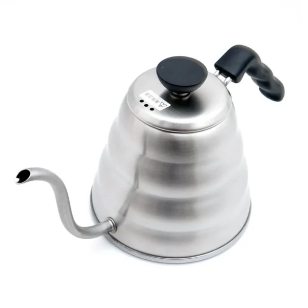 Hario V60 Buono stainless steel drip kettle with gooseneck spout, black handle and lid