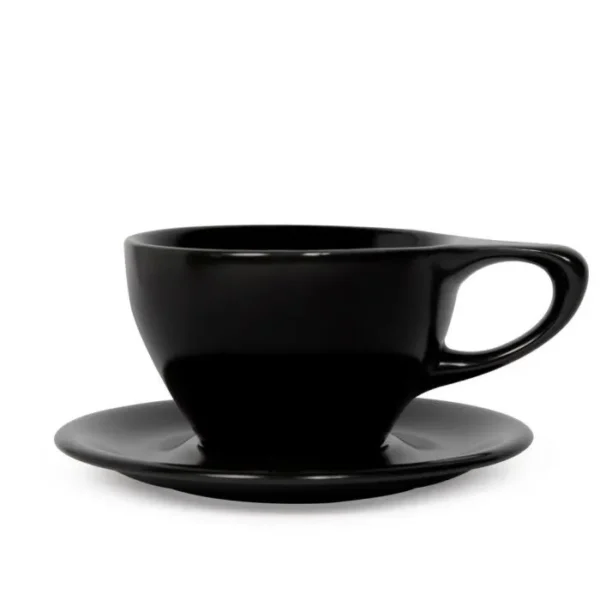 Black notNeutral Lino Large Latte cup with handle and matching saucer