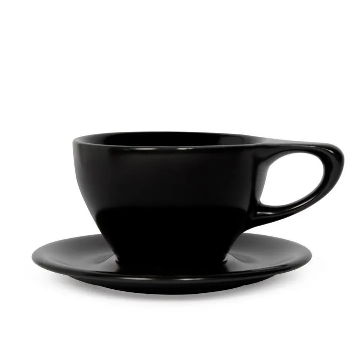 Black notNeutral Lino Large Latte cup with handle and matching saucer