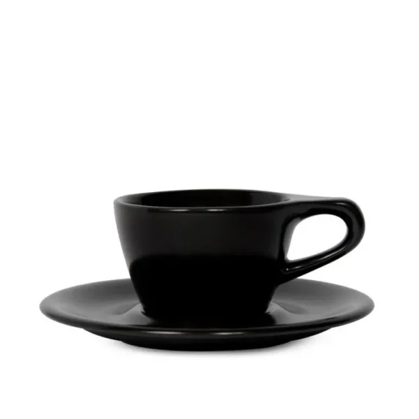 Black notNeutral Lino Single Cappuccino cup with handle and matching saucer